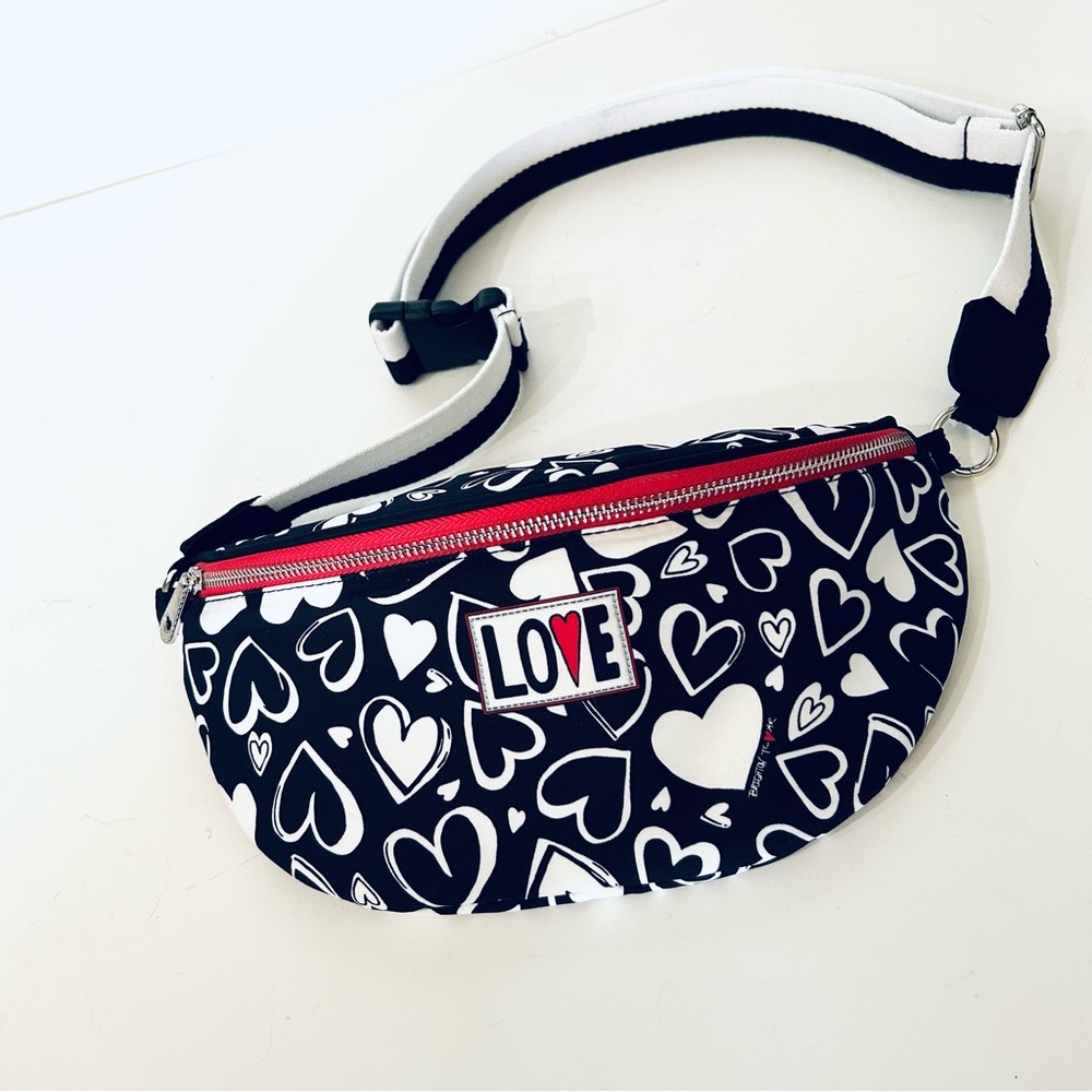 Brighton LOVE Black and White Heart Patterned Women's Hipster/Crossbody Bag